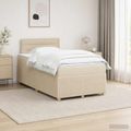 vidaXL Posteľ boxspring s matracom Krémová 120 x 200 cm Látka
