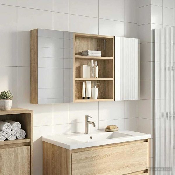 vidaXL Set kabinetov do kúpeľne s poličkou 3 pcs 100 x 10,5 x 50 cm