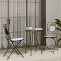 vidaXL Mozaikový bistro stolík, modro biely Ø50x70 cm, keramika