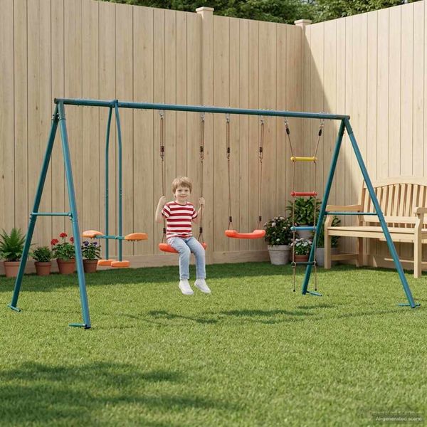 vidaXL Hojdačka do exteriéru Viacfarebný 330 x 185 x 185 cm Oceľ a PE