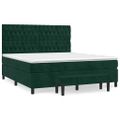 vidaXL Posteľný rám boxsping s matracom tmavozelený 180x200 cm zamat