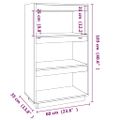 vidaXL Knižnica/deliaca stena biela 60x35x103 cm masívna borovica