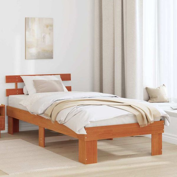 vidaXL Rám postele Včelí hnedý 90 x 200 cm Masívne borovicové drevo