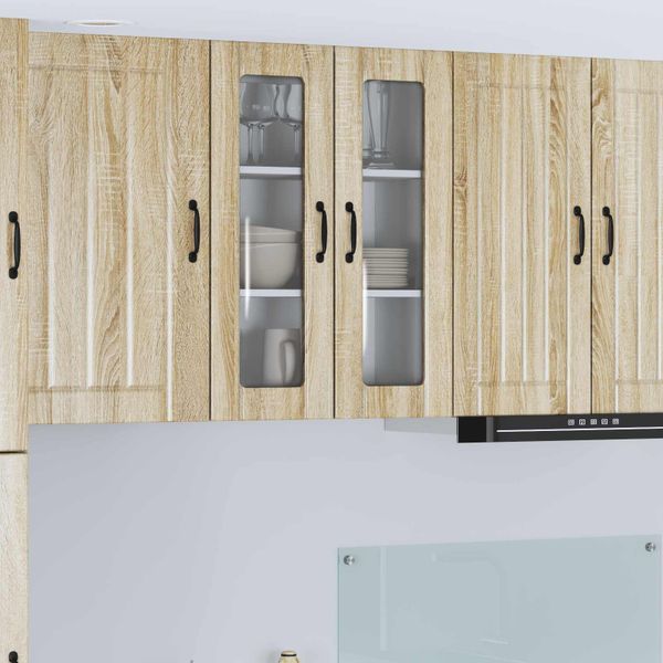 vidaXL Nástenný sklenený kabinet LUCCA Dub sonoma 60 x 31 x 80 cm