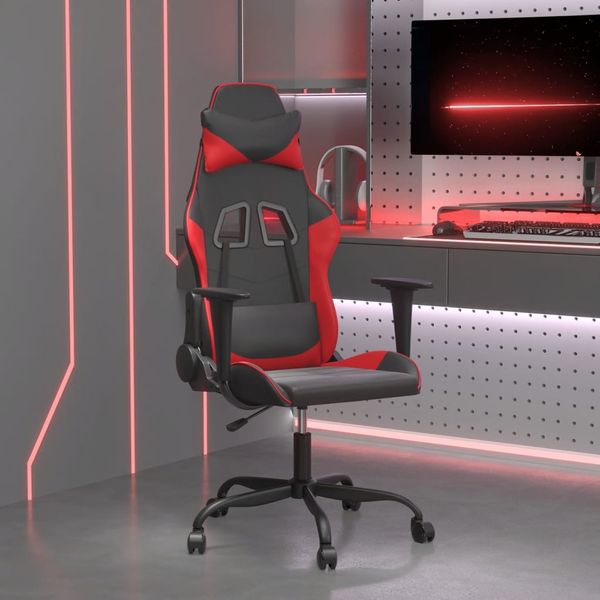 vidaXL Masážna herná stolička čierna a červená umelá koža