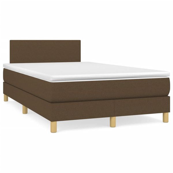 vidaXL Boxspring posteľ s matracom a LED tmavohnedá 120x190 cm látka