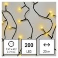LED vianočná cherry reťaz – guličky, 20 m, vonk. aj vnútor.,teplá biela, programy, časovač