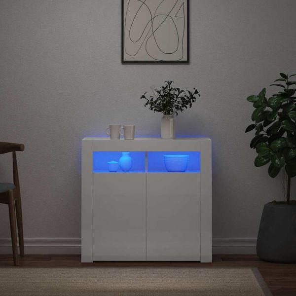 Multidom Komoda s LED svetlami lesklá biela 80x35x75 cm
