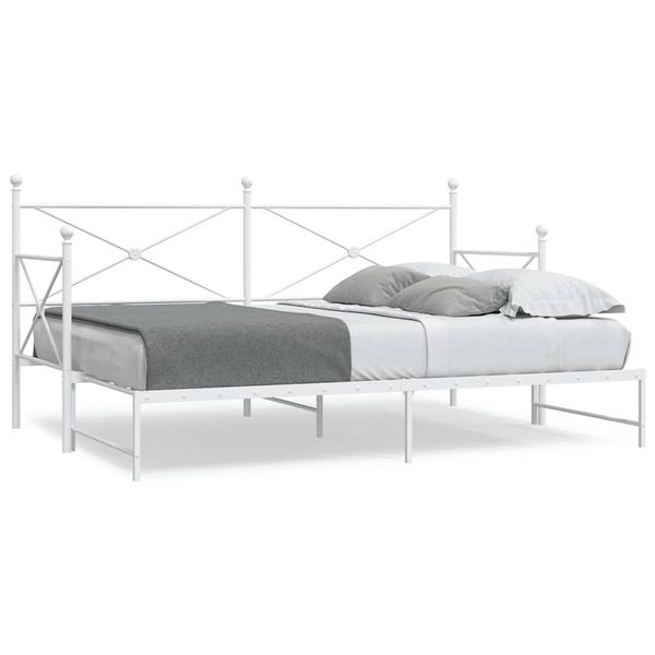 vidaXL Váľanda s kolieskom bez matraca Biela 80x200 cm Oceľ