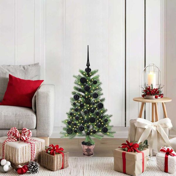 vidaXL Vianočný stromček s 150 LED-i so stojanom Zelená 90 cm PE