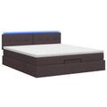 vidaXL Ottoman posteľ s matracom a LED Tmavohnedá 160 x 200 cm Látka