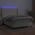 vidaXL Boxspring posteľ s matracom a LED krémová 140x190 cm umelá koža