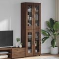 vidaXL Highboard FLORIN 60 x 35 x 182 cm Hnedý dub Kompozitné drevo