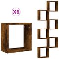 vidaXL Nástenné police 6 ks dymový dub 30x15x30 cm