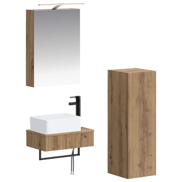 vidaXL Set kabinetov do kúpeľne 4 pcs Dub artisan 50 x 14,5 x 70 cm