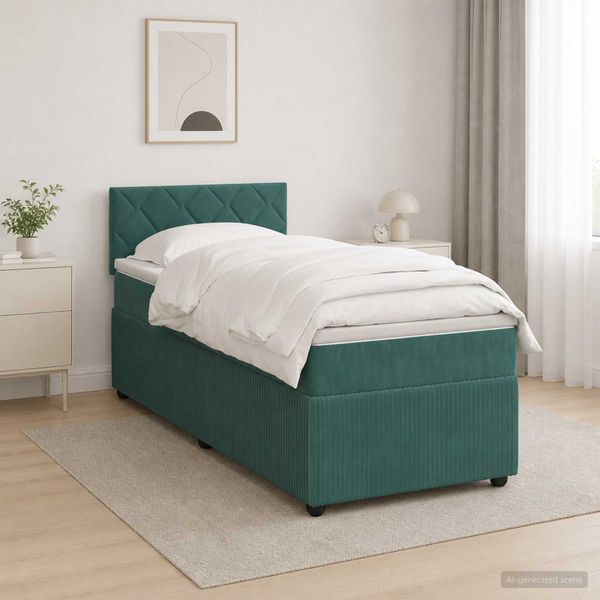 vidaXL Posteľ boxspring s matracom Tmavozelená 80 x 200 cm Zamat