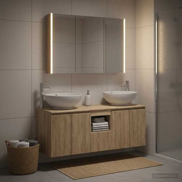 vidaXL Set kabinetov do kúpeľne 4 pcs Dub sonoma Kompozitné drevo