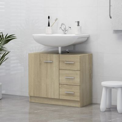 vidaXL Skrinka pod umývadlo, dub sonoma 63x30x54 cm, kompozitné drevo