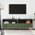 vidaXL TV skrinky 2 ks olivovo-zelené 68x39x50,5 cm oceľ