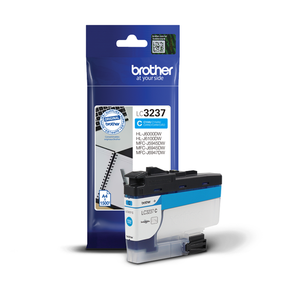 Brother - Originálna inkoustová kazeta, LC3237C, azúrová