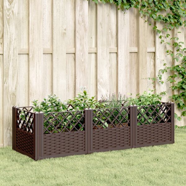 vidaXL Záhradný kvetináč s kolíkmi hnedý 123,5x43,5x43,5 cm PP