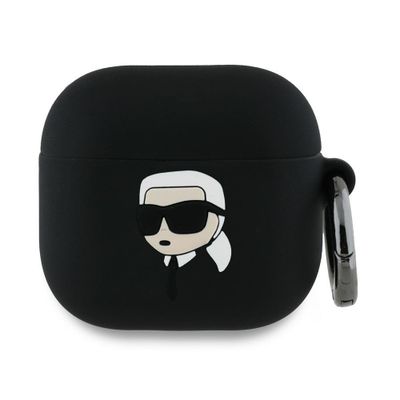 Karl Lagerfeld Cover for AirPods 4 Silicone Karl Head 3D Black