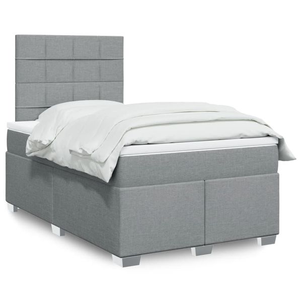 vidaXL Boxspring posteľ s matracom bledosivá 120x190 cm látka