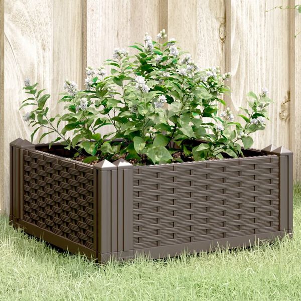 vidaXL Záhradný kvetináč s kolíkmi hnedý 42,5x42,5x28,5 cm PP