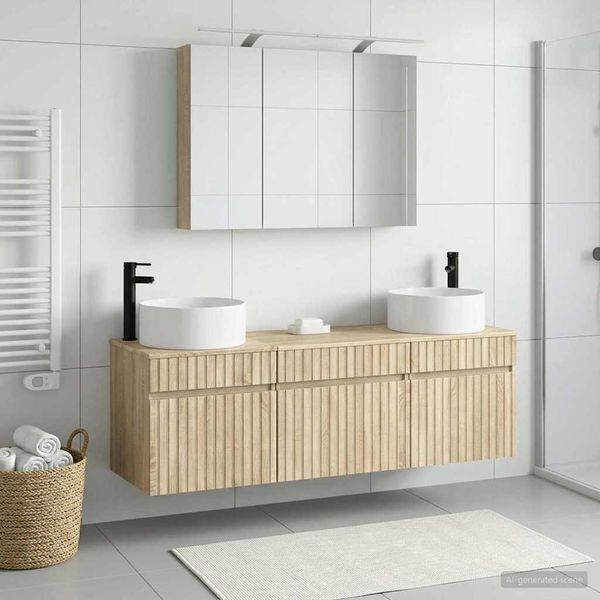 vidaXL Set kabinetov do kúpeľne 4 pcs Dub sonoma 100 x 14,5 x 70 cm