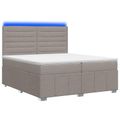 vidaXL LED boxspring posteľ s matracom Sivohnedá 200 x 200 cm Látka