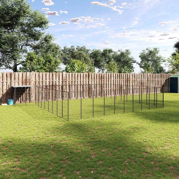 vidaXL Koterec pre psy čierny 31,46 m² oceľ