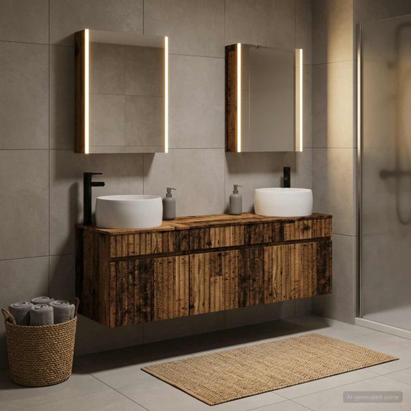 vidaXL Set kabinetov do kúpeľne 5 pcs Staré drevo 53 x 15,5 x 70 cm