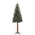 vidaXL Úzky vianočný stromček s 300 LED-i so stojanom Zelená 210 cm