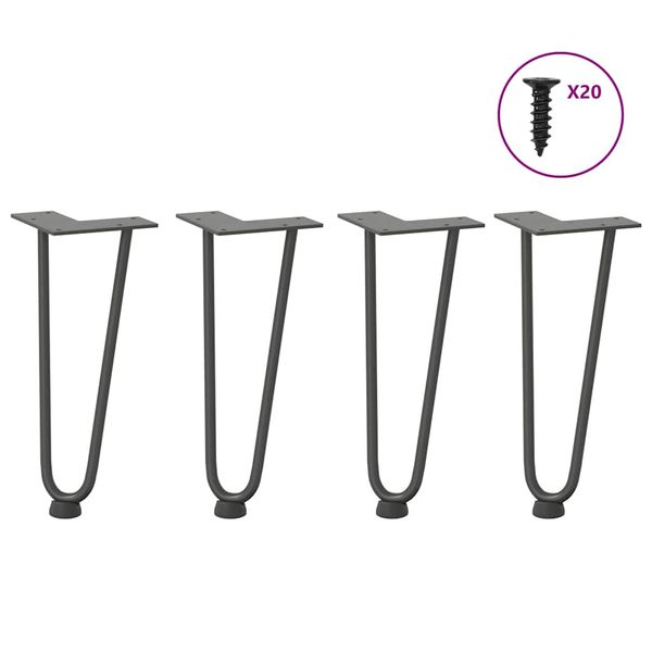vidaXL Nohy do vlasov pre konferenčný stolík 4 ks, antracitové 30 cm, masívna oceľ