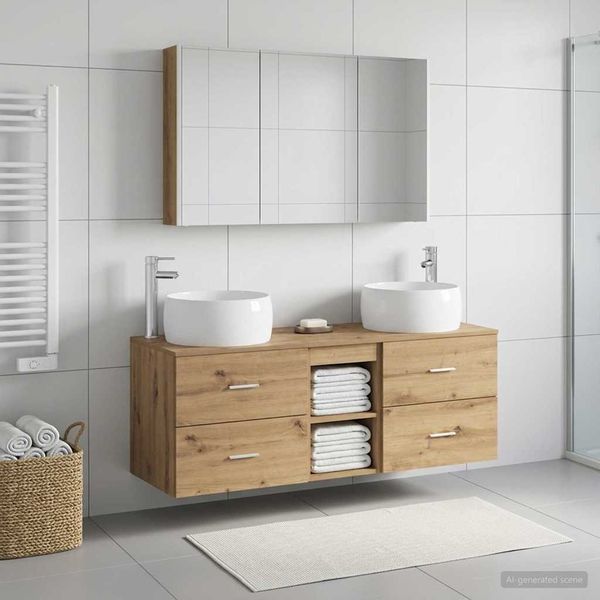 vidaXL Sada kúpeľňového nábytku 4 pcs Dub artisan