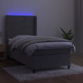 vidaXL Posteľ boxsping s matracom a LED bledosivá 80x200 cm zamat