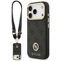 Puzdro Guess 4G Strass Logo & Big Strap Metal Buttons MagSafe pre iPhone 17 Pro čierne