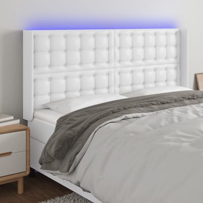 VidaXL Čelo postele biele 183x16x118/128 cm umelá koža