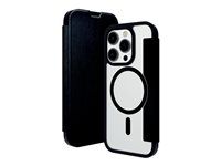 Puzdro s klopou pre mobilný telefón - kompatibilita s MagSafe - vegánska koža, recyklovateľný plast - číry/čierny - pre Apple iPhone 15 Pro