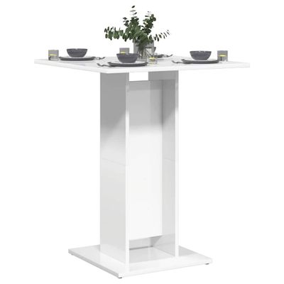 vidaXL Bistro stolík, lesklý biely 60x60x75 cm, kompozitné drevo