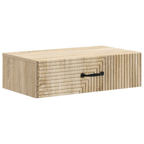vidaXL Nástenný bočný stôl Dub sonoma 59 x 34,5 x 17 cm