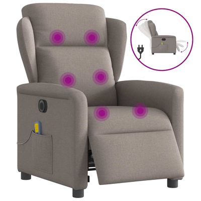 vidaXL Elektrické sklápacie masážne kreslo sivohnedé látka