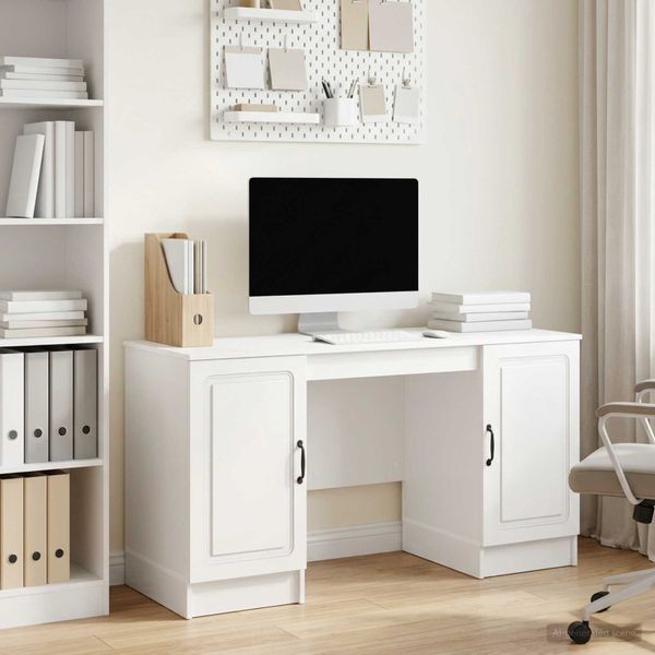vidaXL Stôl Biela s vysokým leskom 142,5 x 50 x 75 cm Kompozitné drevo