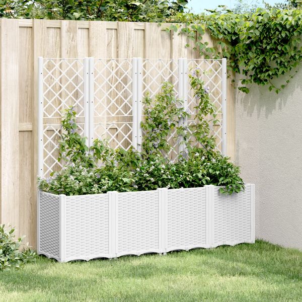 vidaXL Záhradný kvetináč s mriežkou biely 160x40x140 cm PP