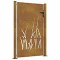 vidaXL Záhradná brána 100x125 cm, oceľ Corten, dizajn s trávou