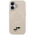 Puzdro Karl Lagerfeld Magsafe PU puzdro s kolíkmi Karl&Choupette heads pins, logom a kovovými tlačidlami fotoaparátu pre iPhone 17 béžová