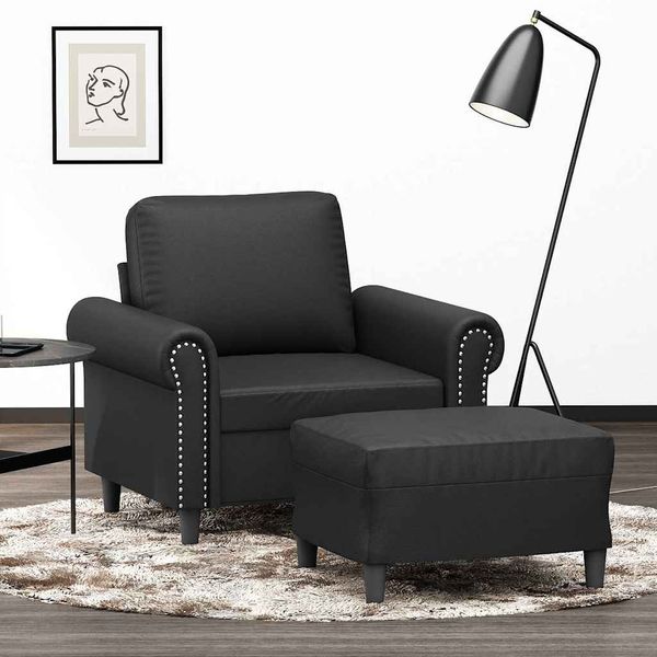 VidaXL Kreslo s podnožkou čierna 60 cm umelá koža