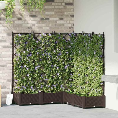 vidaXL Záhradný kvetináč 5 pcs Hnedá 120 x 120 x 125,5 cm Plast