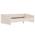 vidaXL Pohovka s USB krémová látková 90x200 cm