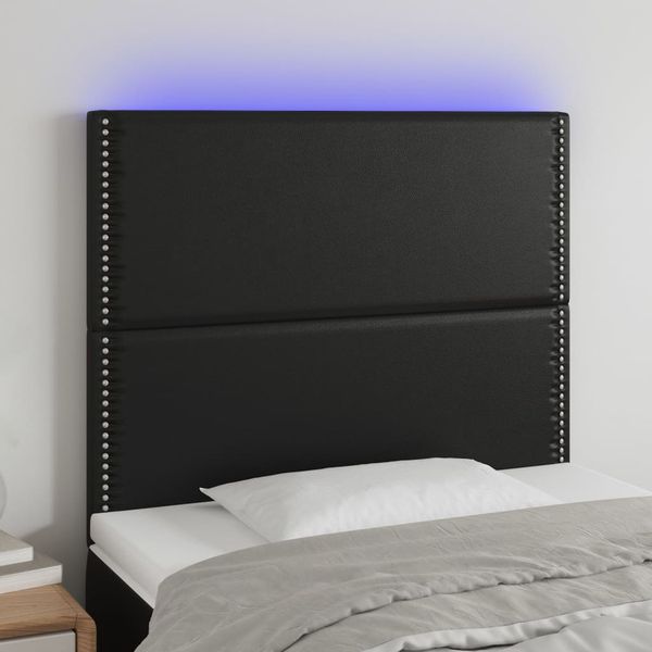 vidaXL Čelo postele s LED čierne 80x5x118/128 cm umelá koža